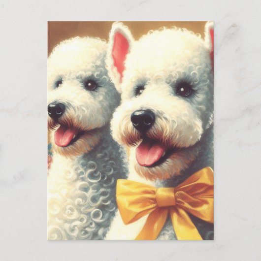 Carte Postale Tableau vintage Bedlington Terrier (Devant)