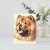 Carte Postale Tableau vintage Chow-Chow (Debout devant)