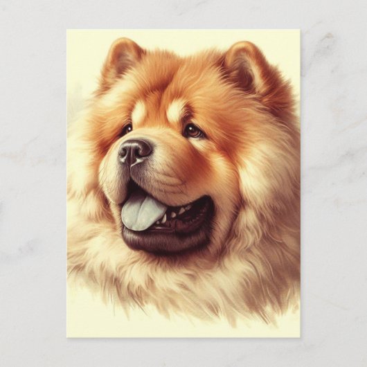 Carte Postale Tableau vintage Chow-Chow (Devant)