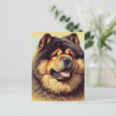Carte Postale Tableau vintage Chow-Chow (Debout devant)