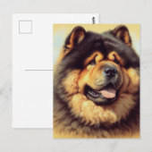 Carte Postale Tableau vintage Chow-Chow (Devant / Derrière)