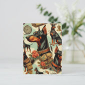 Carte Postale Tableau vintage Doberman sans joint (Debout devant)
