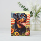 Carte Postale Tableau vintage Rottweiler (Debout devant)