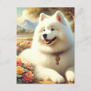 Carte Postale Tableau vintage Samoyed Dog