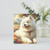 Carte Postale Tableau vintage Samoyed Dog (Debout devant)