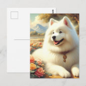 Carte Postale Tableau vintage Samoyed Dog (Devant / Derrière)