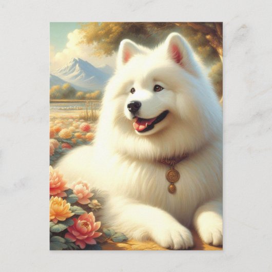 Carte Postale Tableau vintage Samoyed Dog (Devant)
