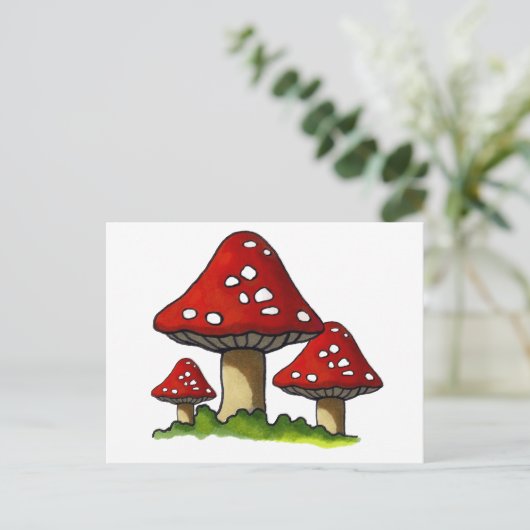 Carte Postale Tabourets rouges, Champignons : Art libre (Debout devant)
