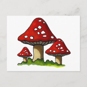 Carte Postale Tabourets rouges, Champignons : Art libre
