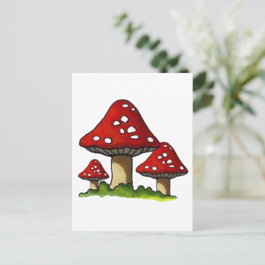 Carte Postale Tabourets rouges, Champignons : Art libre (Debout devant)