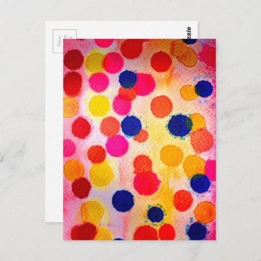 Carte Postale Taches de aquarelle cercles mignons (Devant / Derrière)