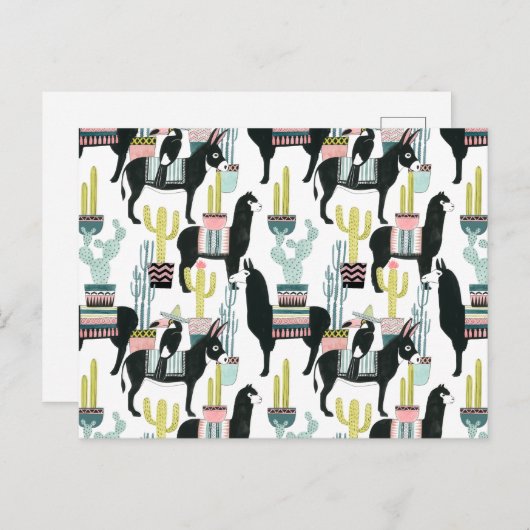 Carte Postale Taco à propos d'amour | Motif Llama & Donkey (Devant / Derrière)