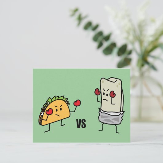 Carte Postale Taco contre le burrito (Debout devant)