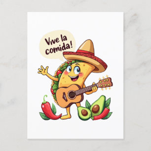 Carte Postale Taco Fiesta mit Gitarre und hispanischem Flair