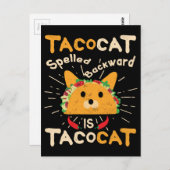 Carte Postale Tacocat épelé à l'envers Cinco de Mayo Cat Taco (Devant / Derrière)