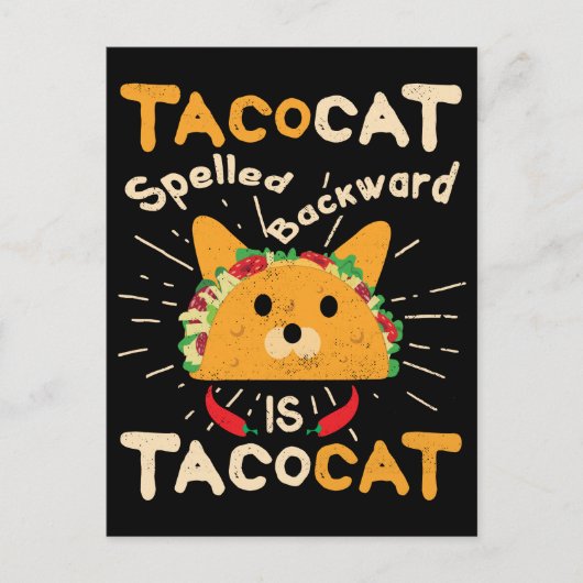 Carte Postale Tacocat épelé à l'envers Cinco de Mayo Cat Taco (Devant)