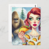 Carte Postale Tacos dans la forêt avec Sasquatch (Devant / Derrière)