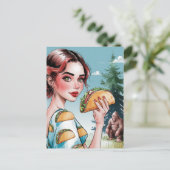 Carte Postale Tacos dans la forêt avec Sasquatch triste (Debout devant)