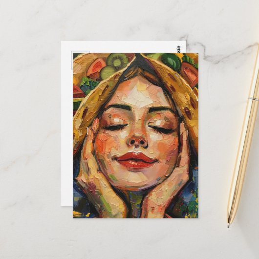 Carte Postale Tacos sur ma femme d'esprit (Devant/Arrière en situation)