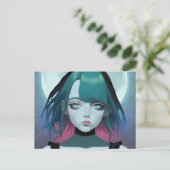 Carte postale Tad Anime Woman Blue Eyes (Debout devant)