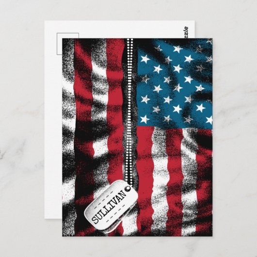 Carte Postale Tag USA Drapeau (Devant / Derrière)