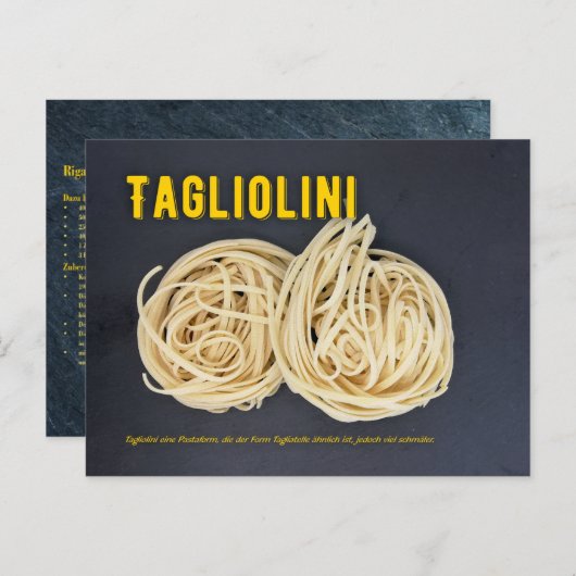 Carte Postale Tagliolini Recette (Devant / Derrière)