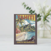 Carte Postale Tahiti French Polynesia Painterly Travel Art Retro (Debout devant)