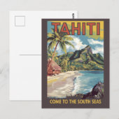 Carte Postale Tahiti French Polynesia Painterly Travel Art Retro (Devant / Derrière)