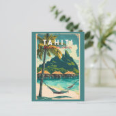 Carte Postale Tahiti Illustration Travel Art Vintage (Debout devant)