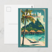 Carte Postale Tahiti Illustration Travel Art Vintage (Devant / Derrière)