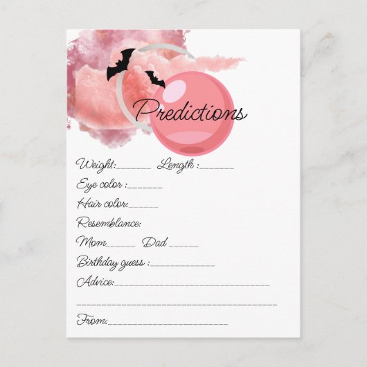 Carte postale taille rose bébé douche Prédictions  (Devant)