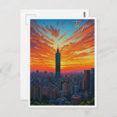 Carte Postale Taipei 101 Taïwan Coucher de soleil (Devant / Derrière)