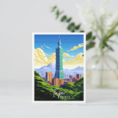 Carte Postale Taipei Taïwan illustration de voyage vintage (Debout devant)
