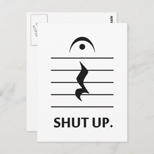 Carte Postale Tais-toi par la notation musicale (Devant / Derrière)