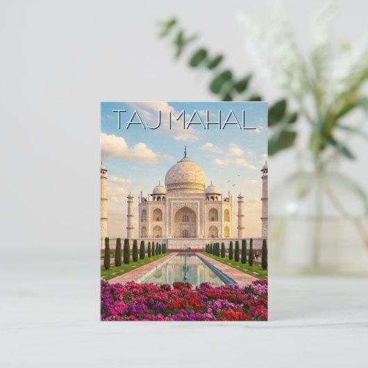 Carte Postale Taj Mahal Agra Fleurs indiennes (Debout devant)