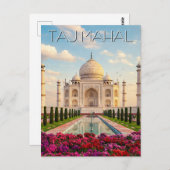 Carte Postale Taj Mahal Agra Fleurs indiennes (Devant / Derrière)