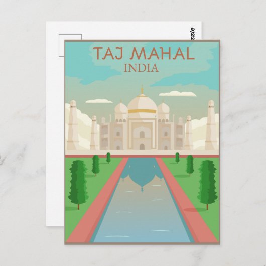 Carte Postale Taj Mahal, Inde (Devant / Derrière)