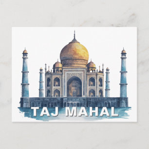 Carte Postale Taj Mahal Inde Aquarelle Monument Iconique