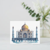 Carte Postale Taj Mahal India Watercolor Iconic Monument (Debout devant)