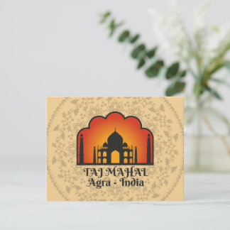 Carte Postale Taj Mahal Silhouette Floral Mandala