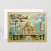 Carte postale Taj Mahal Vintage voyage Inde (Devant / Derrière)