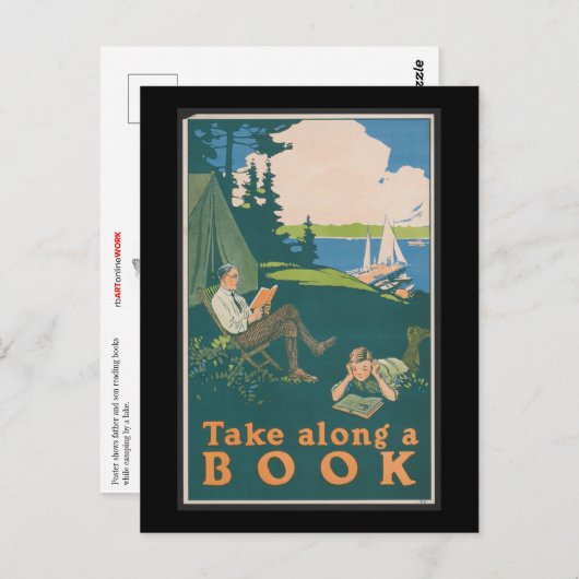 Carte Postale Take Along A Book (Devant / Derrière)