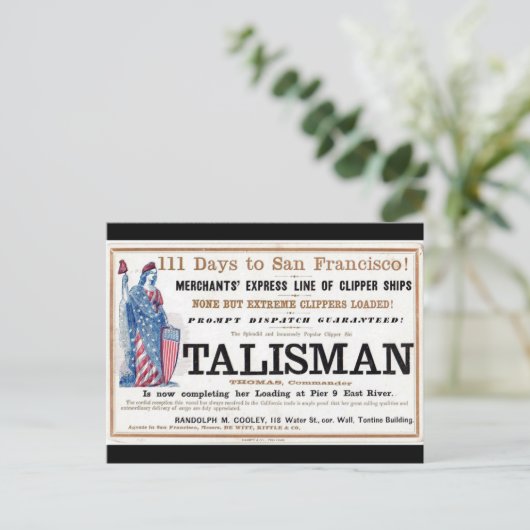 Carte Postale Talisman Clipper voilier 1855 (Debout devant)