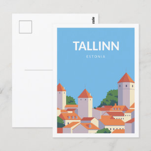Carte Postale Tallinn Estonie Célèbre Voyage Lieu Illustration