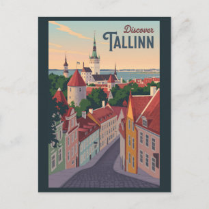 Carte Postale Tallinn Estonie Illustration Voyage Art Vintage