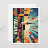Carte Postale Tallinn Estonie Voyage artistique coloré (Devant / Derrière)