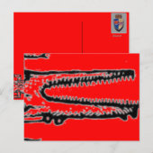 Carte Postale talon de crocodile rouge (Devant / Derrière)