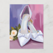 Carte Postale Talons de mariée | Rose à l'aquarelle avec noeud b (Devant)