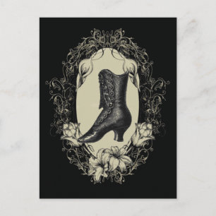 Carte Postale talons hauts chaussures amant noir floral victorie