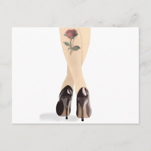 Carte Postale talons hauts de tatouage rose (Devant)